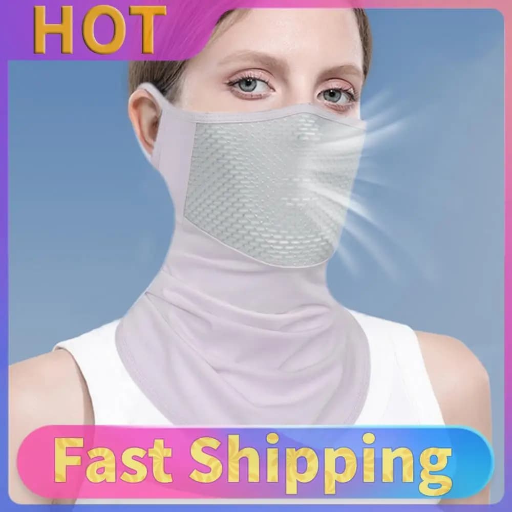 Scaldacollo con Protezione UV, Maschera Facciale Traspirante con Ganci per le Orecchie, Ideale per Escursionismo, Sci, Pesca, Ciclismo e Snowboard