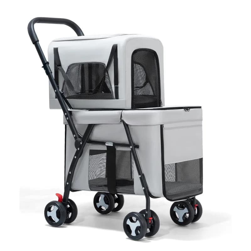 STLFDistributor Carrello per cani e gatti Passeggino per animali domestici con supporto staccabile per 2 cani