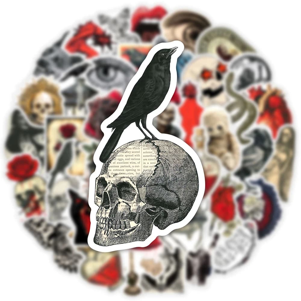 10/30/50 pezzi adesivi graffiti gotici vintage horror nero rosso teschio decalcomanie del fumetto casco telefono bagaglio bici adesivo decorazione