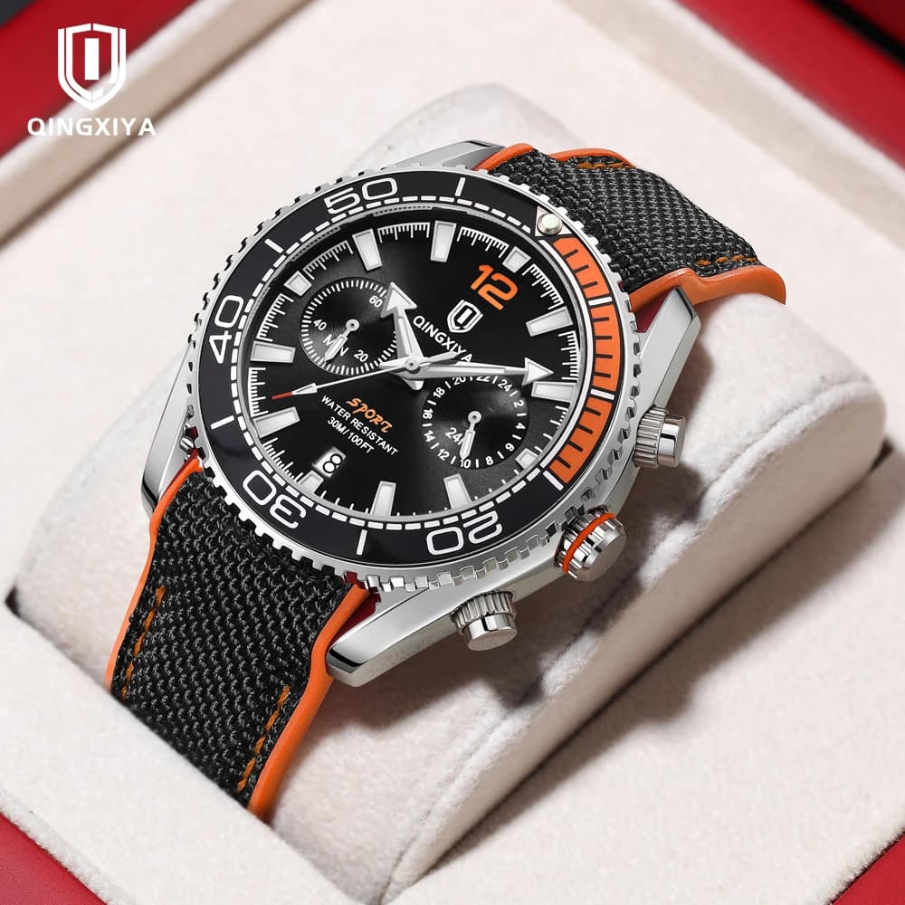 QINGXIYA Orologio al quarzo con cinturino in silicone alla moda per uomo Cronografo sportivo Orologi Calendario impermeabile Orologio da polso di lusso delle migliori marche