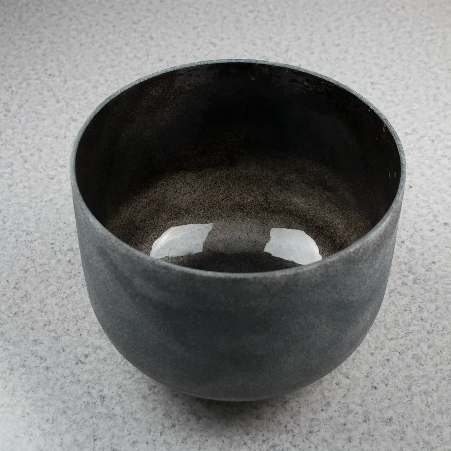 Hye-eun 8inch Obsidian Gemstone Black Fusion Frosted Quartz Crystal Singing Bowl 432hz Rubber Mallet and O-Ring included