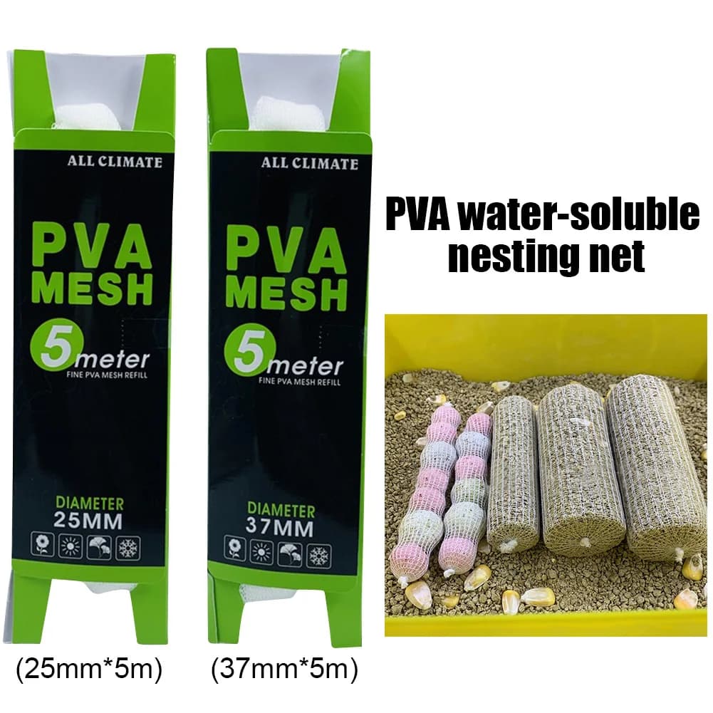 25mm 5m PVA Mesh Solubile in acqua PVA Rete da pesca Eco-Friendly Calza Strumento di esca per la pesca alla carpa Attrezzatura da pesca Accessorio netto
