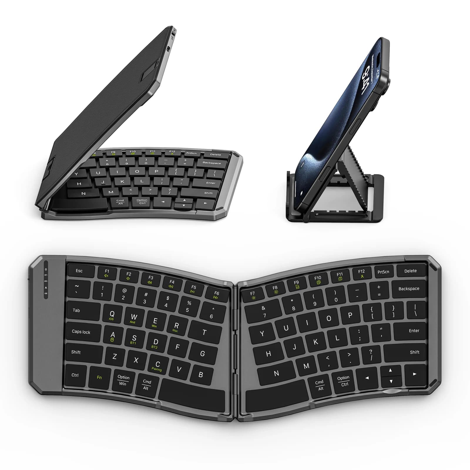 Tastiera Bluetooth pieghevole, tastiera ergonomica con connessione Bluetooth Connessione wireless 2.4G per iOS/Android/Windows