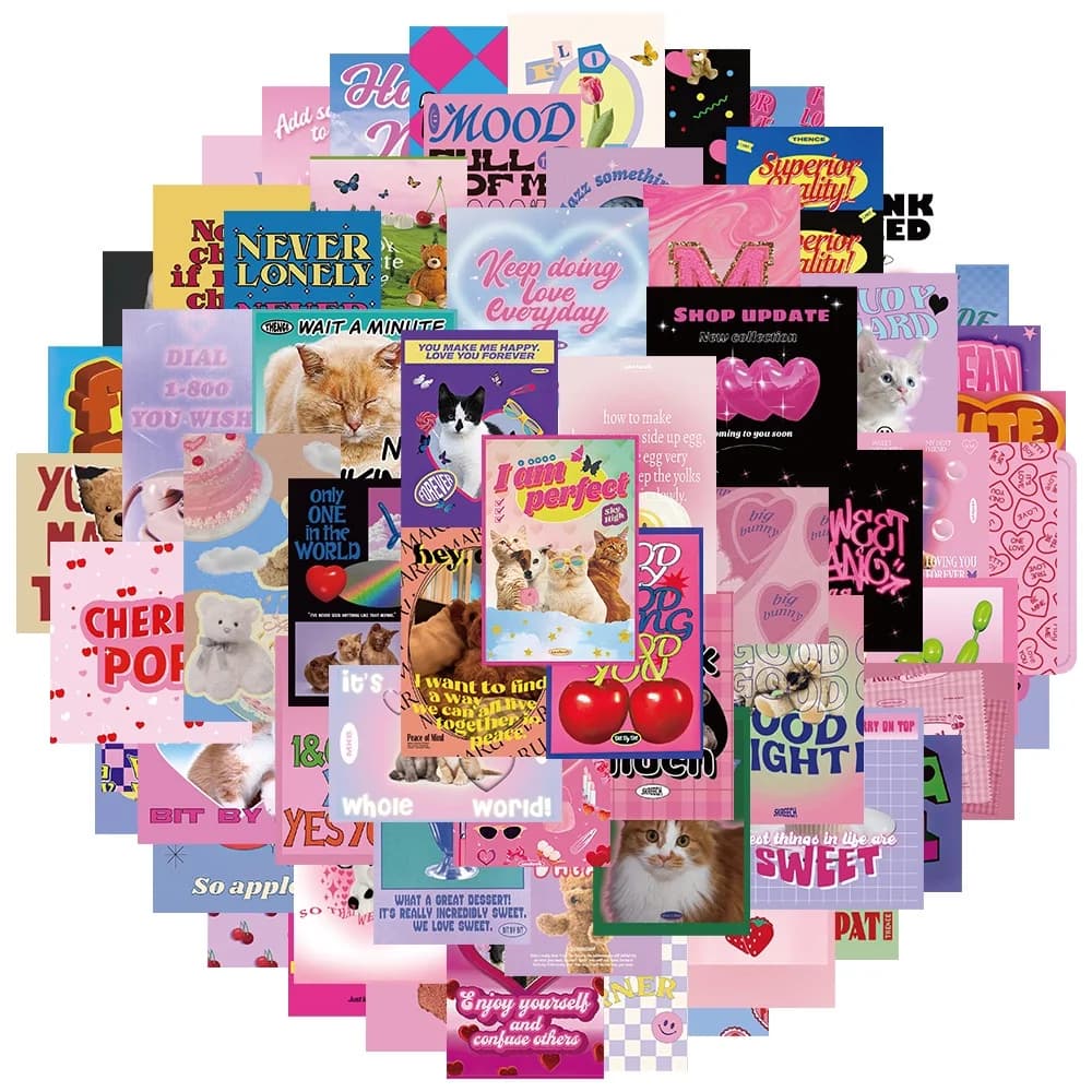 64 waterproof graffiti stickers for girls retro pink for decals for astucci for hand accounts for bicycle helmet
