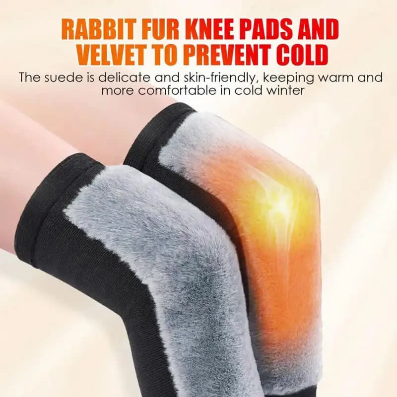Protezione per il ginocchio calda in pelliccia di coniglio invernale ispessita sportiva Protezione per il ginocchio in pile anti-freddo Protezione per le gambe sportive per riporre il calore
