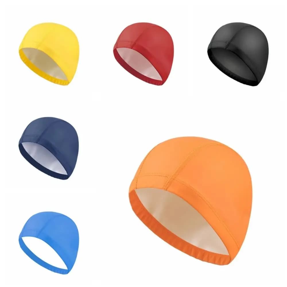 Waterproof PU PU Fabric Swimming Headset Protecting Ears Waterproof Pool Hat Flexible Swimming Hat for Long Hair for Adults Unisex