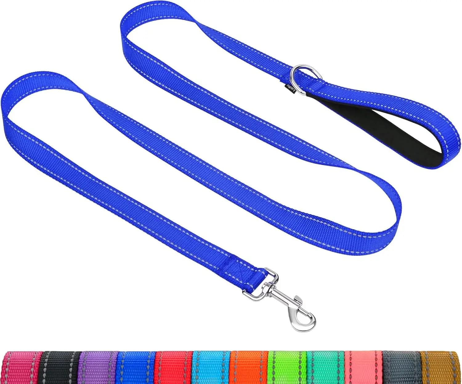 Guinzaglio per cani riflettente su entrambi i lati con impugnatura morbida imbottita, 1,2 m per razze piccole e medie sotto i 9 kg, blu navy