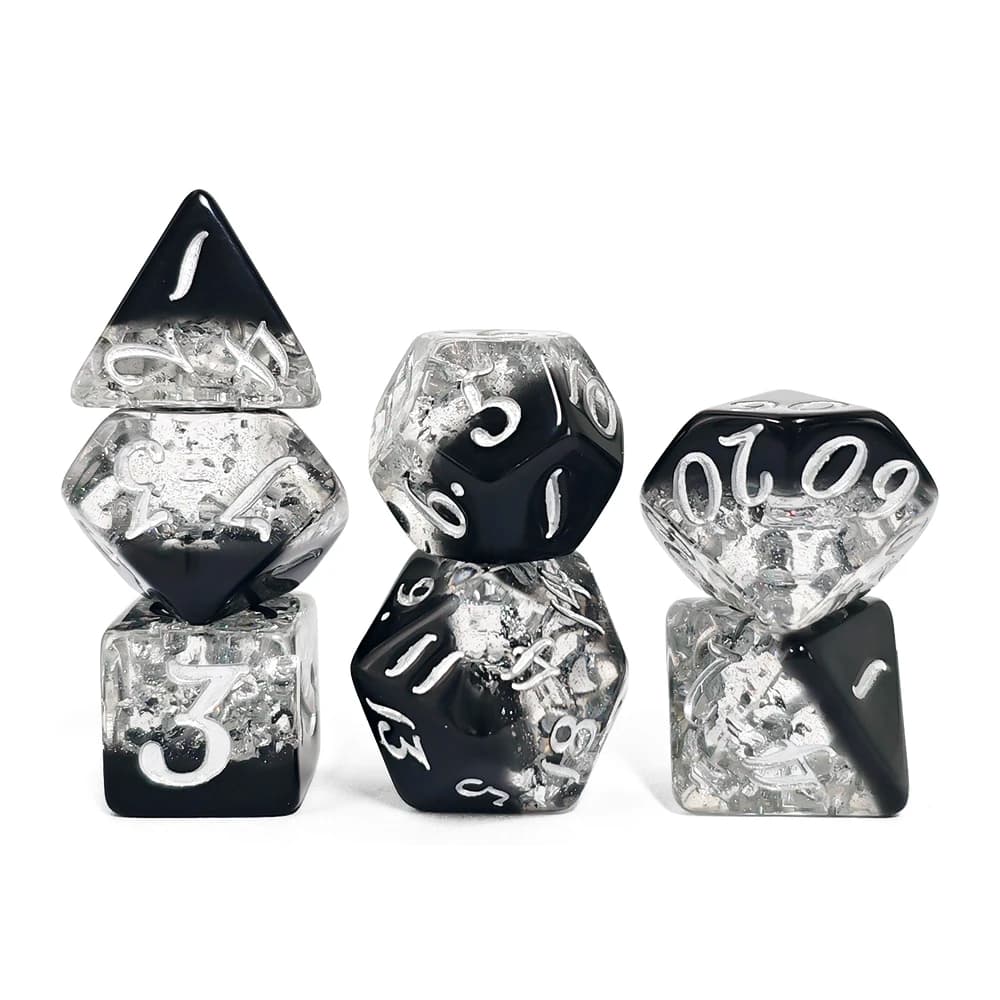 7 Pz/set Bianco e Nero Miscela Colore Resina Dadi Set DND RPG TRPG per Dungeons e Dragons Giochi Dadi Popolari Nuova Tendenza Giocattoli Dadi
