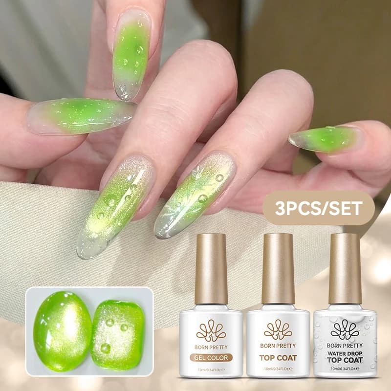 BORN PRETTY Set di Gel Top Coat Effetto Goccia d'Acqua 3D 10ml, 1/2/3 Pezzi, Gel Trasparente per Nail Art, Design Estivo per Manicure