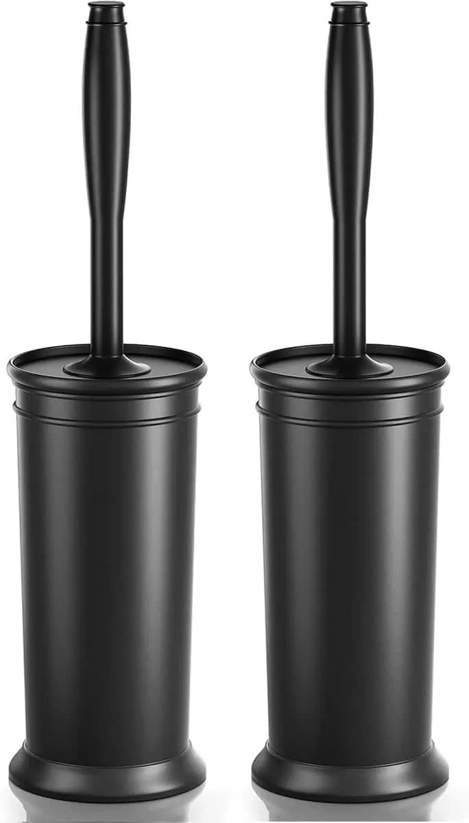 Set di 2 Spazzole per WC con Supporto, Spazzola per WC con Manico Extra Lungo, Spazzola e Supporto Coperto per Bagno