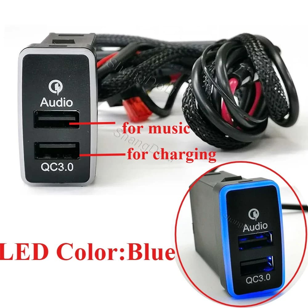 Caricatore doppio per telefono da auto 12V/24V compatibile con Toyota FJ Cruiser, presa di ricarica USB QC3.0, adattatore audio, accessori per auto
