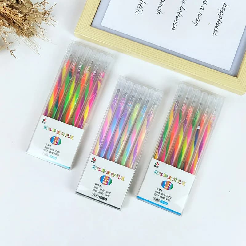 Penne gel multicolori arcobaleno, 6 pezzi, penne per scrittura liscia a punta media da 1,2 mm, per appunti di classe, artista, prendere appunti di giornali