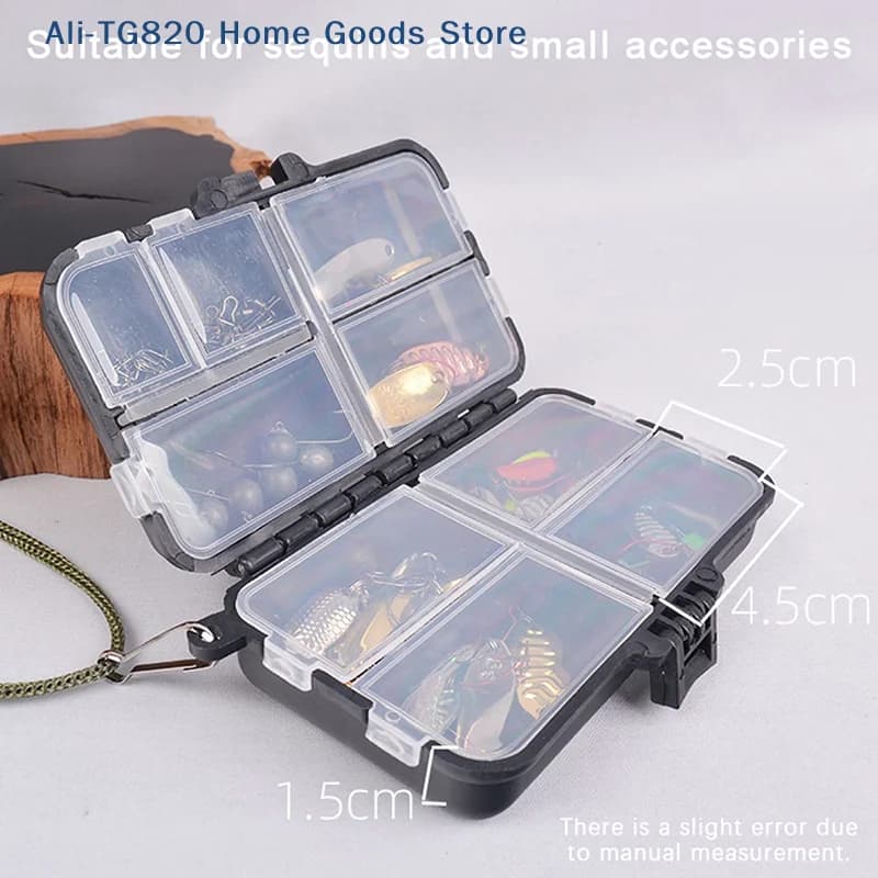 [TG820] Mini Scatola Portaoggetti a Doppio Strato Staccabile per Attrezzatura da Pesca, Contenitore per Cucchiai, Ami e Esche, Accessori per la Pesca