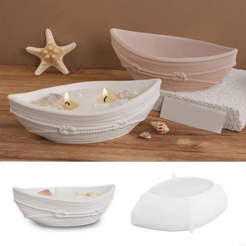 Ciotola per candele a forma di barca stampo in Silicone canoa vaso per piante in cemento ancoraggio in resina portacandele stampo per colata in calcestruzzo decorazioni per la casa fai da te