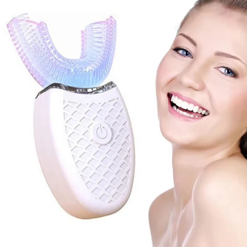 Automatic U Shape Electric Toothbrush, USB Rechargeable, Waterproof, With Blue Light