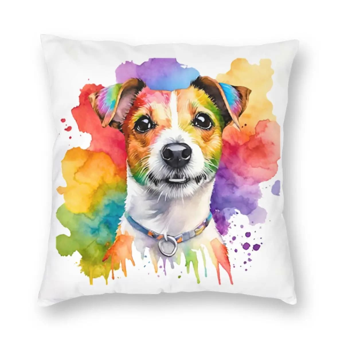 Jack Russell Terrier Watercolor Portrait Square Federation Pillow pillow Home Sofa cushion Living room