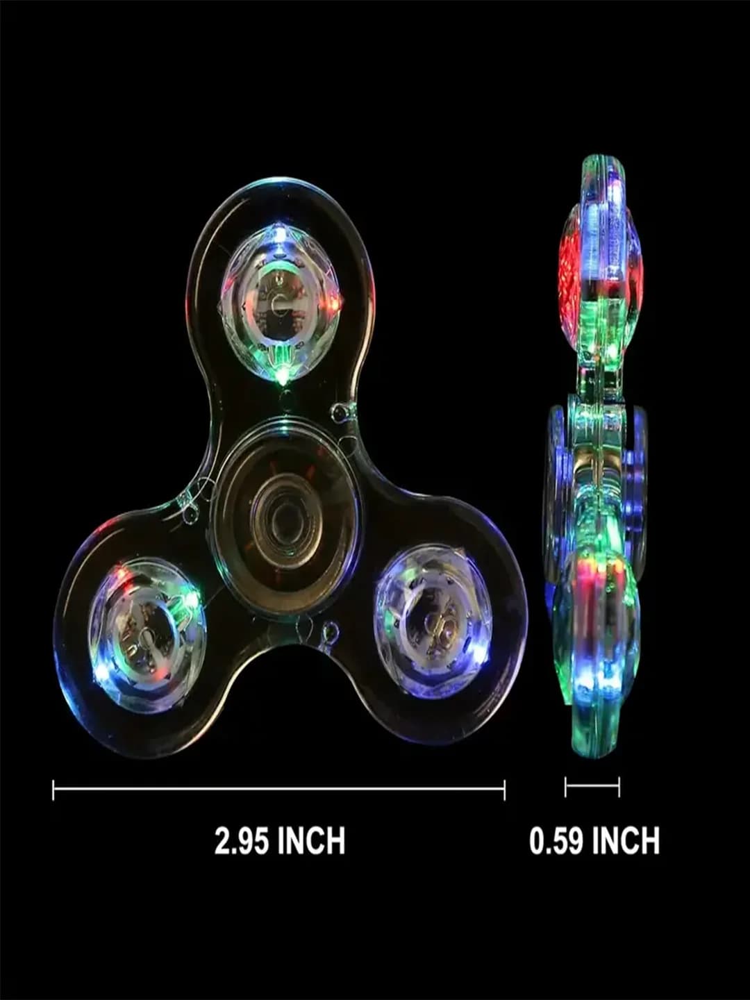 Fidget Spin illuminato a LED: giocattolo a mano trasparente e antistress per bambini e adulti, colorato, Fidget Spinner