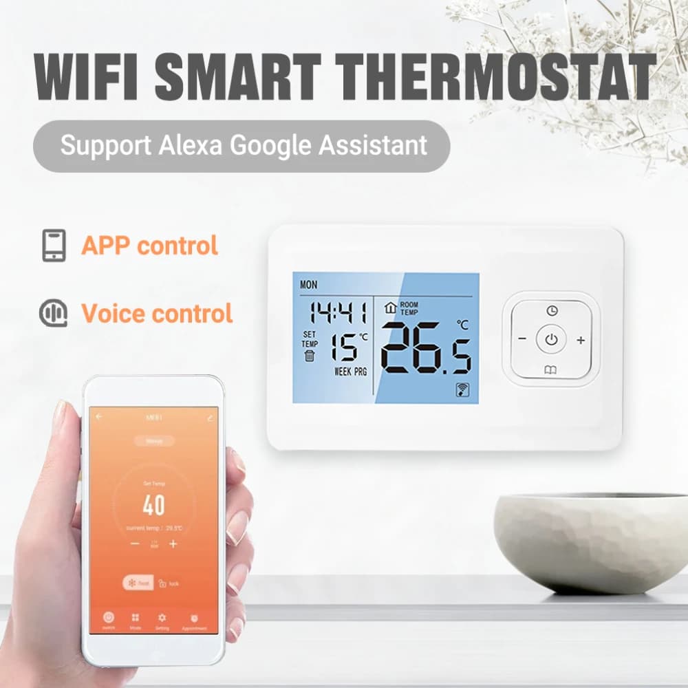 Wireless Smart Thermostat ME901 WiFi Programmable - APP/Voice Control with RF Receiver for Home Heating and Cooling Systems