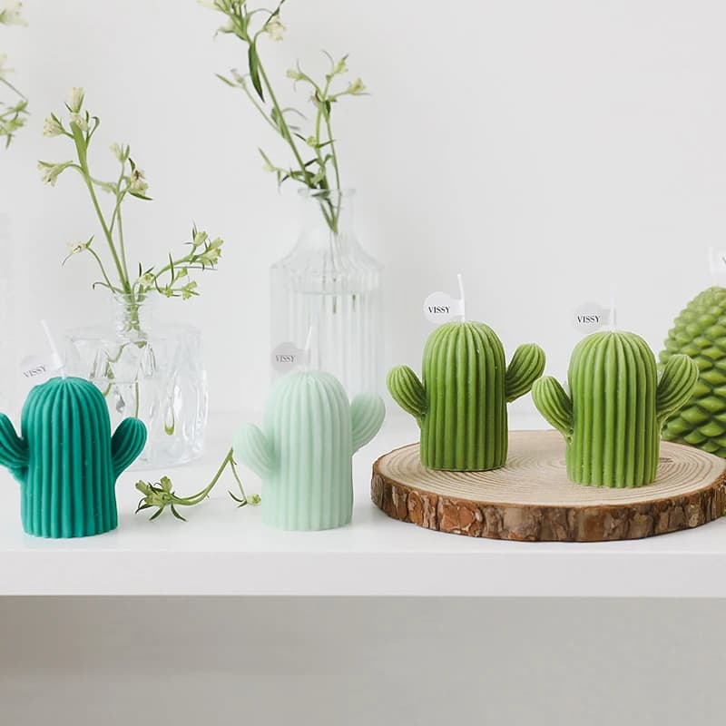 Candela Artigianale a Forma di Cactus, Romantica e Carina, in Cera di Soia, Aromaterapia, Piccola Profumata Rilassante, Regalo per Compleanno, Matrimonio, Festa, Decorazione Casa