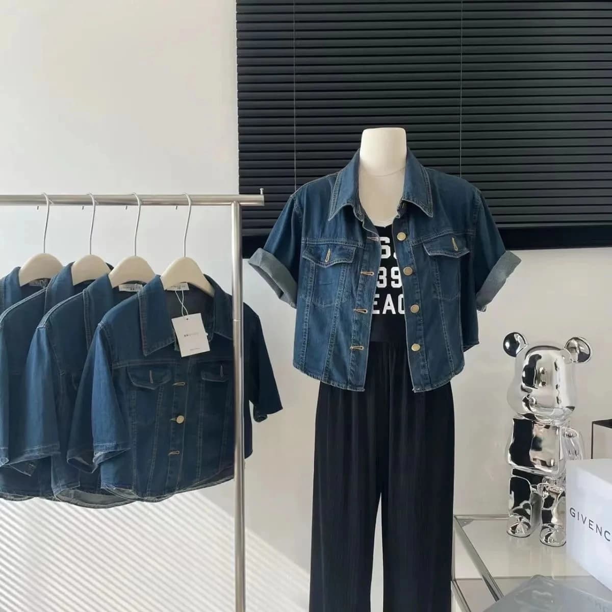 Womens Jackets Womens Coat Denim Shirt Short Sleeve Spring Summer New Fashion Korean Style Casual Blouse Top