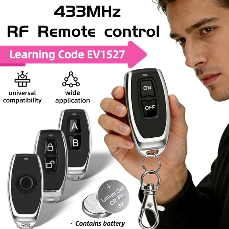 Telecomando RF 433MHz con Apprendimento Codice, Trasmettitore Smart Home per Auto, Cancello, Garage, Allarme, Chiave