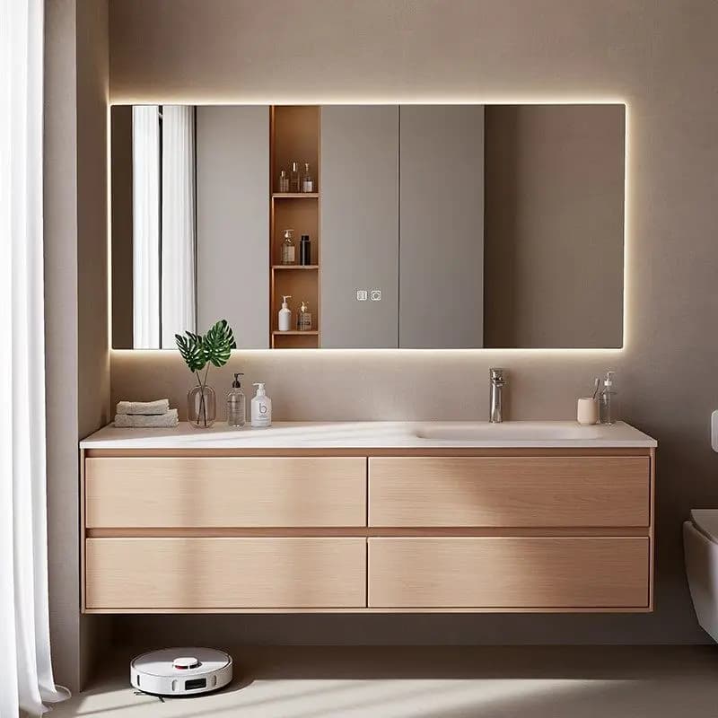 Mobiletto da Bagno con Specchio, Organizer di Lusso Moderno per Lavabo, Mobiletto per Trucchi e Skincare, Arredamento di Tendenza