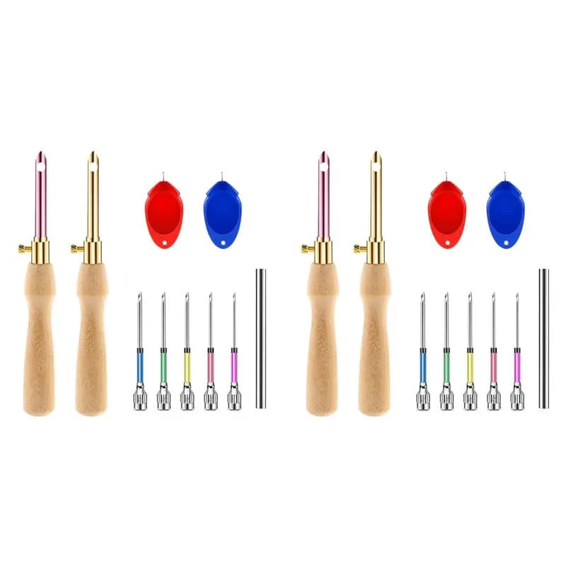 20 Pcs Punch Needle Kit Adjustable Punch Needle Tool 7 Size Punch Needle With Wooden Handles For Adults Beginner