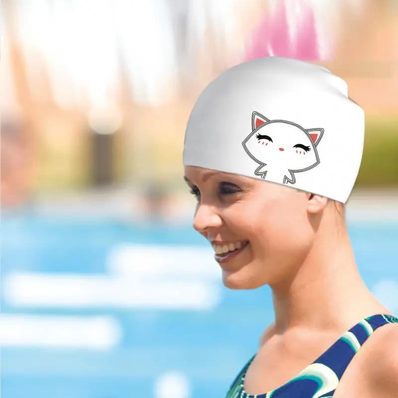 Cuffie da nuoto per capelli lunghi Modello gatto Cappello da nuoto in silicone impermeabile Cuffie da nuoto antiscivolo con protezione per le orecchie Nuoto da bagno
