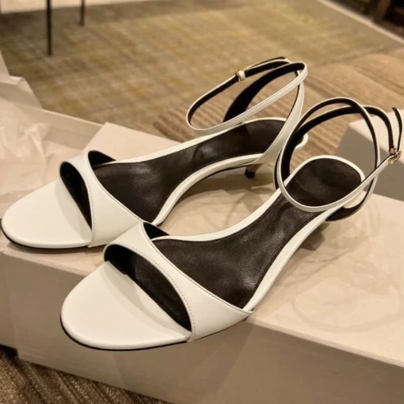 Brand Sandals with Fashionable Cat Heel Design Sexy Women's Summer Sandals with Open Tip and Ankle Buckle Sandals with High Heel Elegant Office Shoes for commuters
