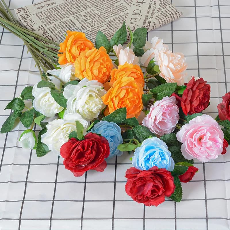 Foreign peony branch bouquet artificial flower arrangement DIY wedding party home decoration prop simulation flowers plants