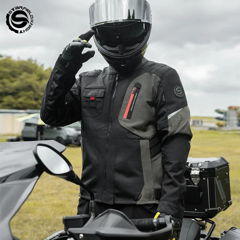 SFK Summer Breathable Motorcycle Men's Riding Jacket Waterproof Fabric Winter Warm Inner Liner With CE Protection Accessories