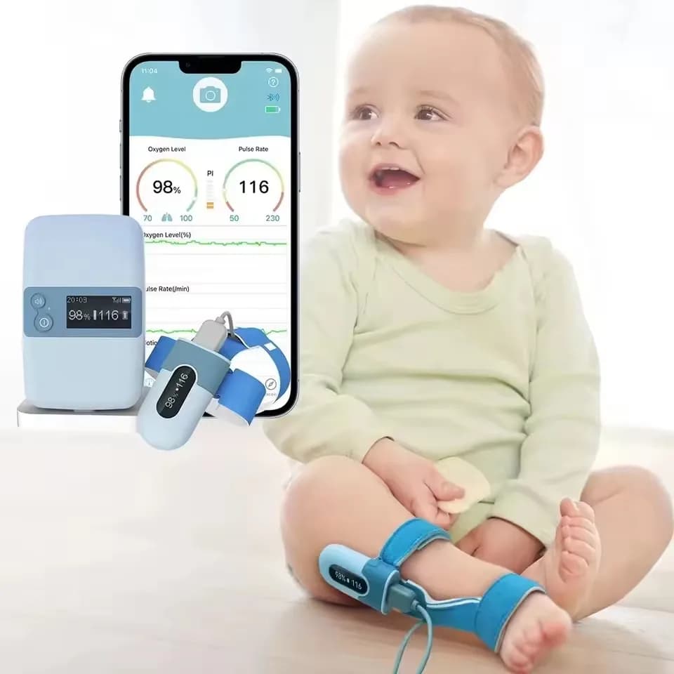 Bluetooth Wireless Rechargeable Baby Oxygen Monitor, Baby and Milk Pulse Oxygen, Sleep Cardiac Frequency Meter