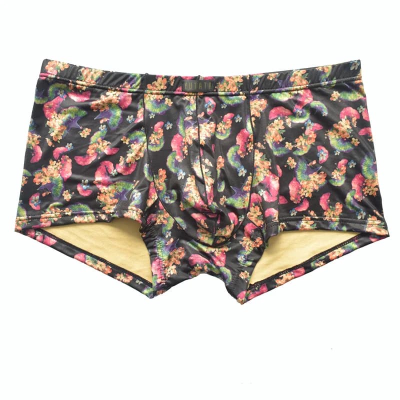 Boxer intimi da uomo Boxer sexy traspiranti a vita bassa con stampa floreale Lingerie Boxer traspiranti alla moda