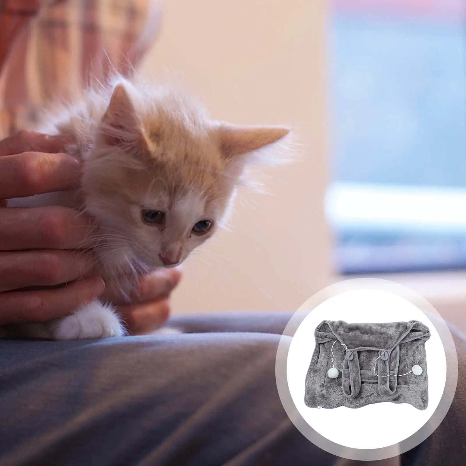 Grembiule Porta Animali in Pile Corallo, Borsa Trasportino Calda e Morbida per Gatti e Cani, Nido Comodo Portatile per Uso Interno ed Esterno