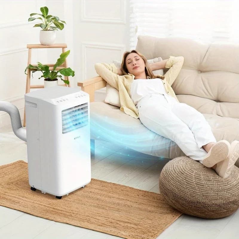 Condizionatore d'Aria Portatile Smart da 10000 BTU con Funzione di Riscaldamento, Unità AC Mobile 4-in-1: Raffreddatore, Riscaldatore, Deumidificatore e Ventilatore, con Telecomando
