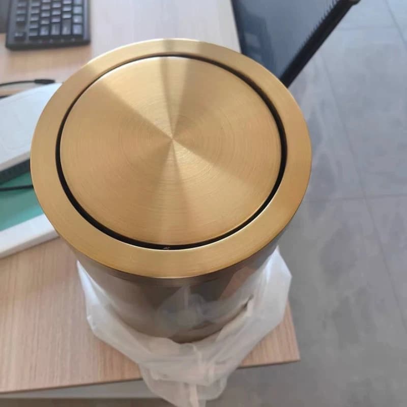 Stainless Steel Swing Lid Trash Can High-end Garbage Bin for Living Room Modern Minimalist Waste Basket Kitchen Waste Bins