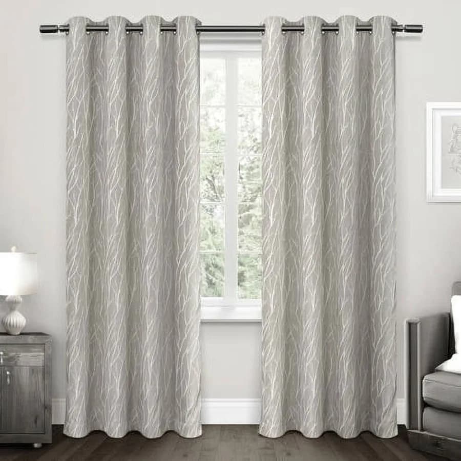 Forest Hill Woven Room Darkening Blackout Grommet Top Curtain Panel Pair 52"x84" Dove Grey