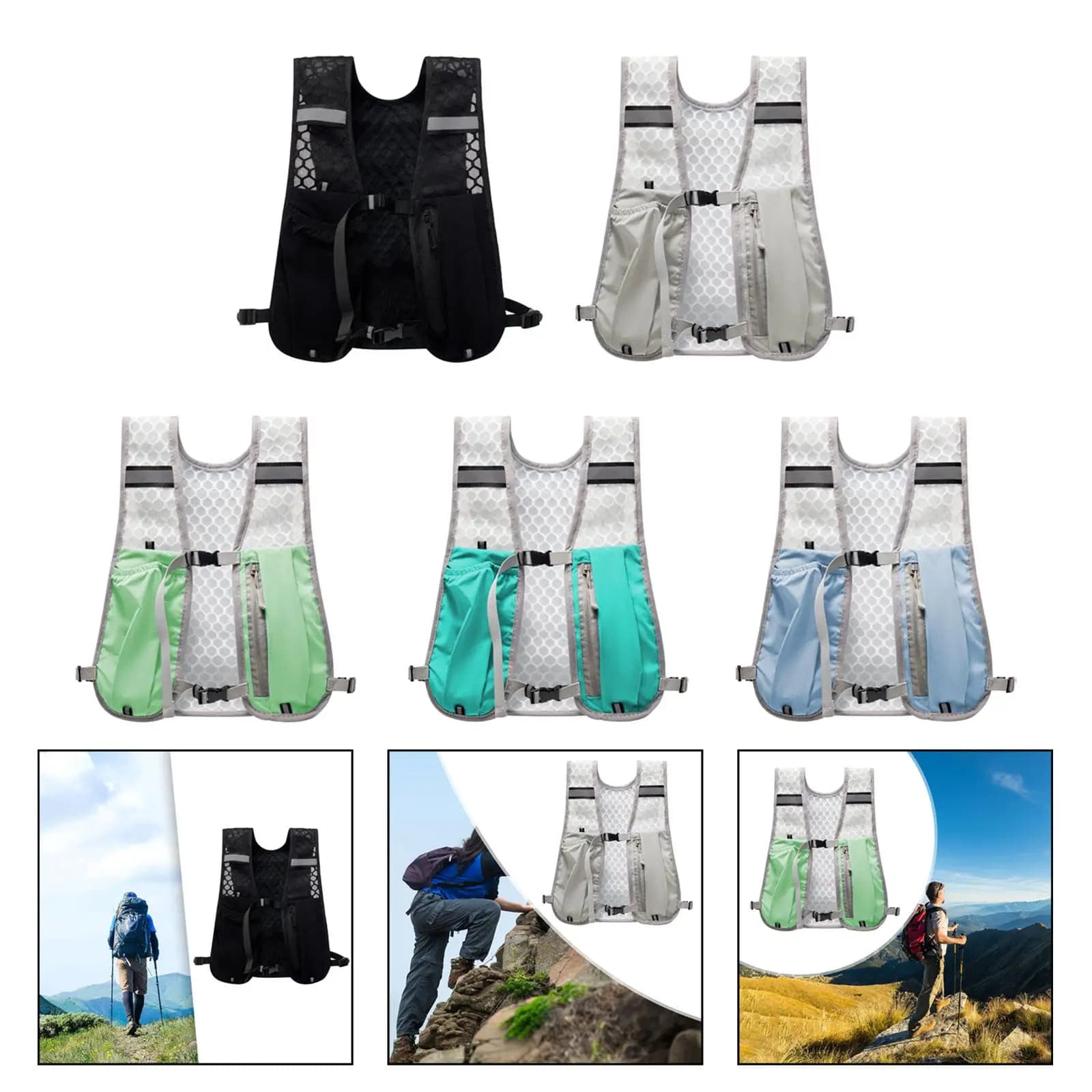 Zaino Idratazione Traspirante Impermeabile con Scomparto Posteriore per Corsa Trail, Maratona, Campeggio, Ciclismo