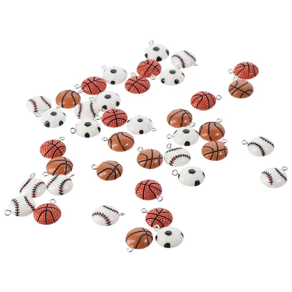 40 Pcs Necklace 40 Pcs Sport Ball Pendant Resin Volleyball Charm Round Football Charm Women