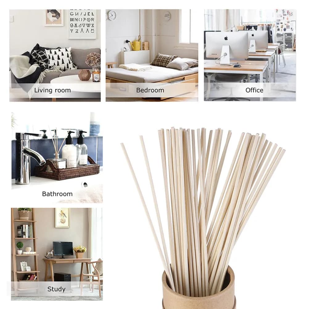 100 Pezzi di Bastoncini Diffusori in Rattan Naturale Premium, 3mm, Lunghezza 25cm, a Rilascio Lento, per Profumare Bagno, Camera da Letto, Ufficio