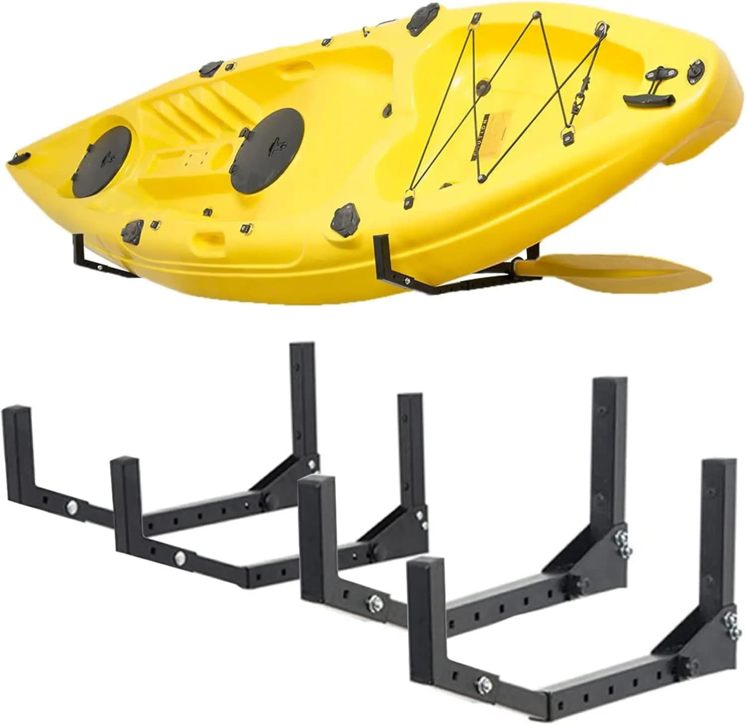 Ganci Regolabili per Stoccaggio Kayak, Montaggio a Parete per Canoa, Paddle Board, Tavola da Surf, Snowboard - Supporto da Garage Resistente