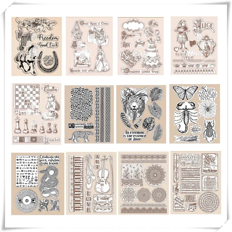 2021 nuovi arrivi timbri trasparenti per scrapbooking creazione di carte scacchi leone farfalla serpente set di timbri naturali conto artigianale senza muore
