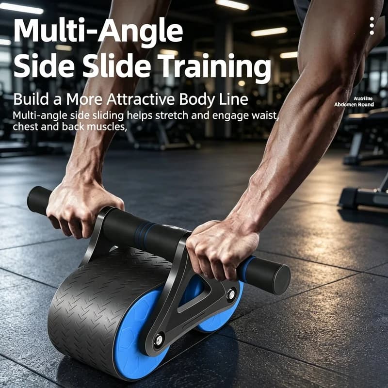 Automatic Rebound Double Wheel Ab Roller, Mute Abdominal Exercise Wheel with Knee Pads for Men Women Home Fitness