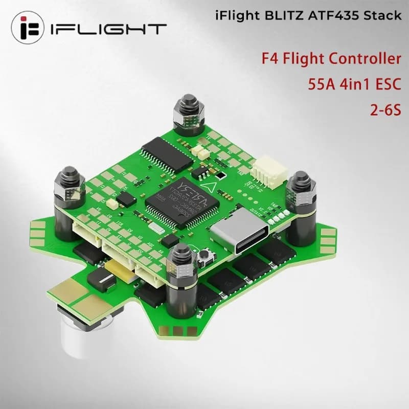 iFlight BLITZ ATF435 55A Stack: Controller di Volo BLITZ ATF435 con ESC BLITZ E55S 4-IN-1 2-6S per Droni FPV RC da Corsa Freestyle