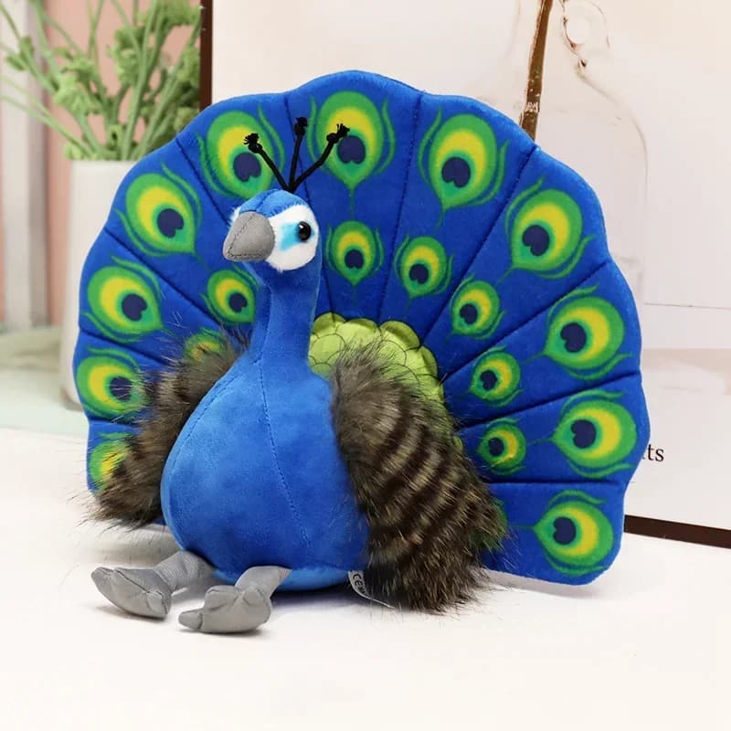 Simulazione creativa di pavone peluche verde blu pavone coda diffusa bella bambola di peluche cotone ripiene di qualità adorna la camera da letto