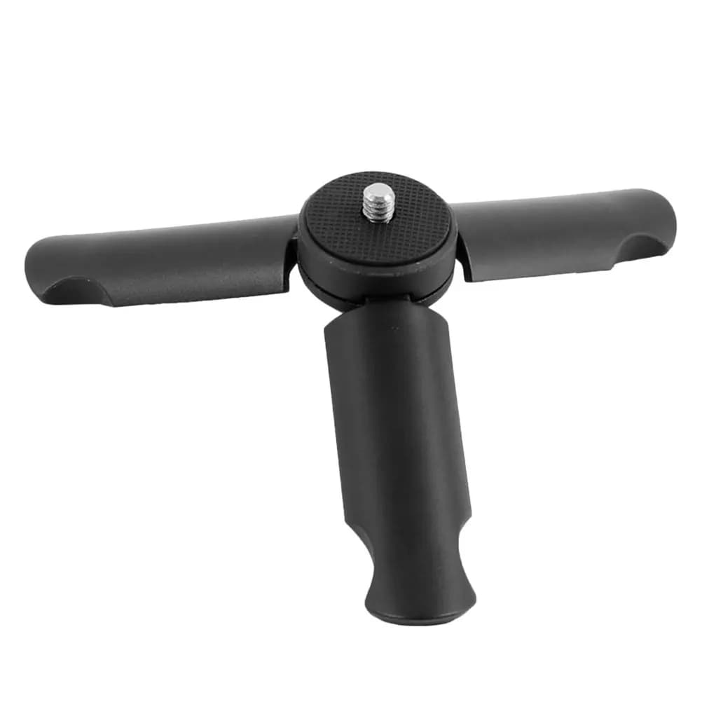 Mini Treppiede Portatile Nero per Fotocamera, Supporto Antiscivolo in Gomma con Vite, Compatibile con Selfie Stick per Smartphone e Fotografia