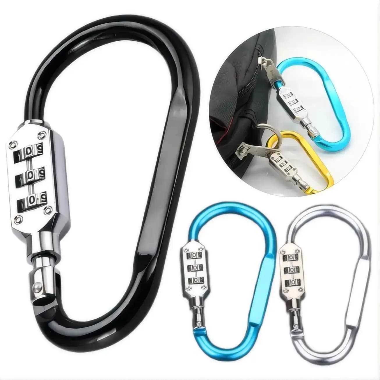 HEE RAK aluminum alloy D-type Lock bicycle helmet waterproof multifunctional hook 3 Dial Password lock tool