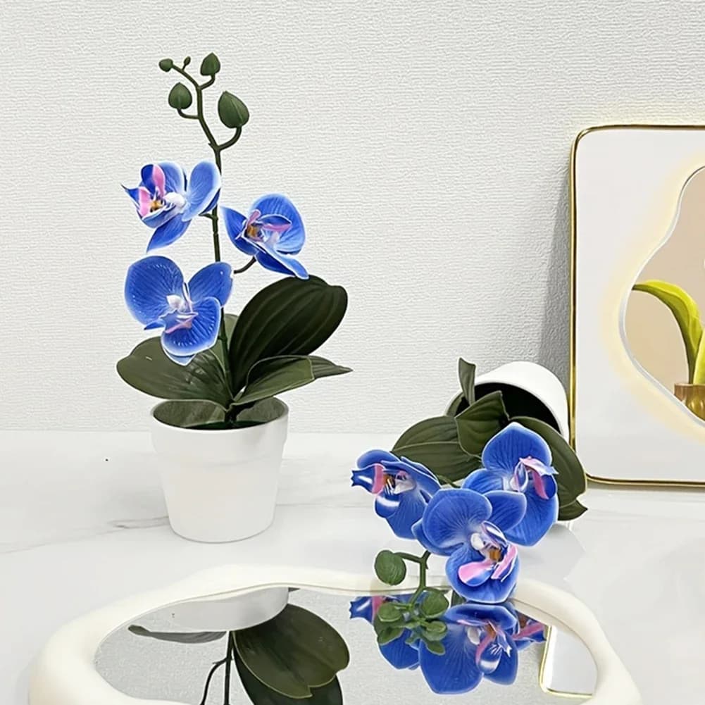 Artificial Orchid Bonsai For Living Room Decor Plastic Phalaenopsis Flower Plant Ornament 25 Cm Tall With Natural Look
