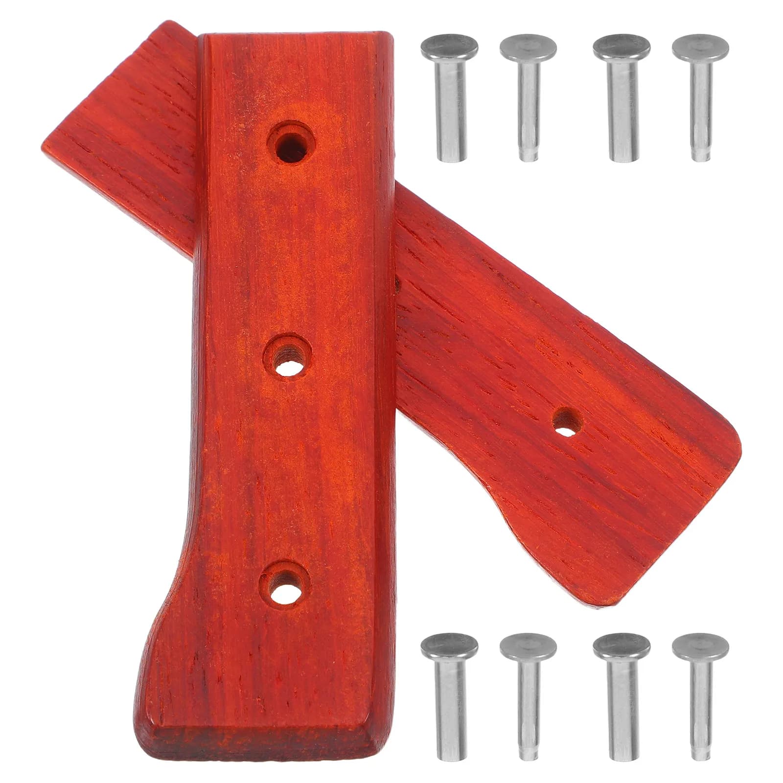 1 Paio di Manici in Legno per Coltelli, Impugnatura Ergonomica di Ricambio per Utensili da Cucina, Accessorio Antiscivolo in Legno Massiccio