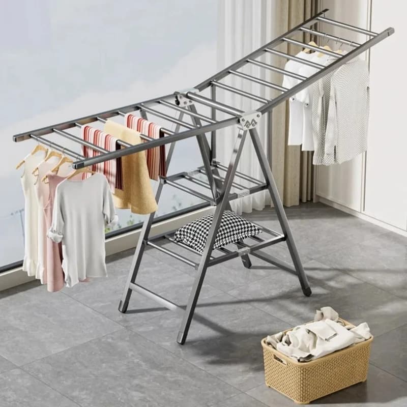 Household Carbon Steel Folding Drying Rack, Floor Standing Multifunctional Drying Rack, Balcony Drying Rack, Quilt Rack